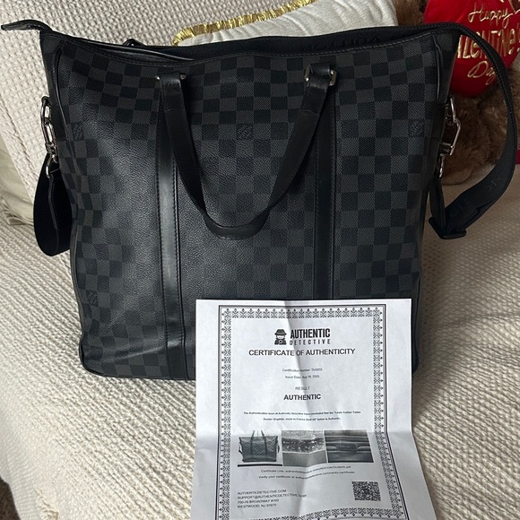 Authentic Louis Vuitton Damier Graphite Tadao 2 Way Tote. - Picture 2 of 16